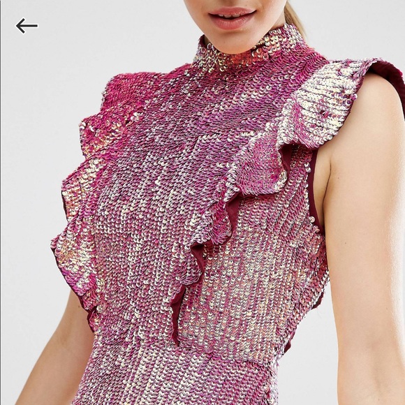 ⭐️ ASOS Pink Sequin Ruffle Dress - Picture 10 of 10